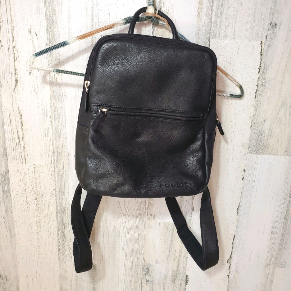 Vintage Black Leather Fossil Mini Backpack